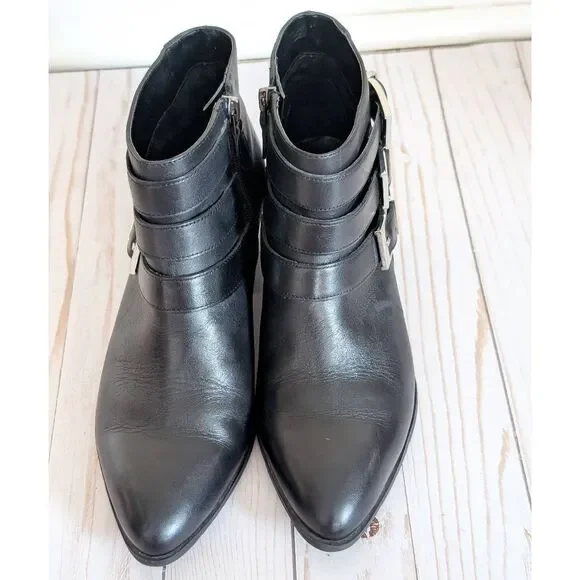 VIA SPIGA Vinicio Black Safari Leather Booties - Picture 6 of 7